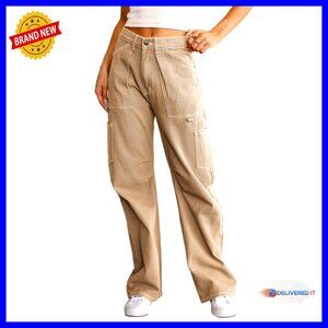High Waisted Cargo Pants Wide Leg Combat Military Trouser Y2K Casual